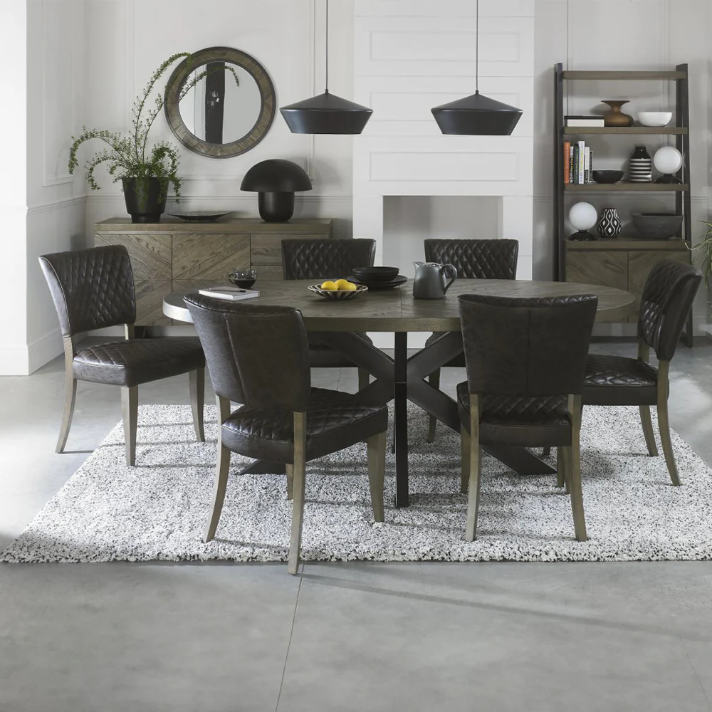 Glendale Fumed Oak 6 Seater Dining Table - Image 3